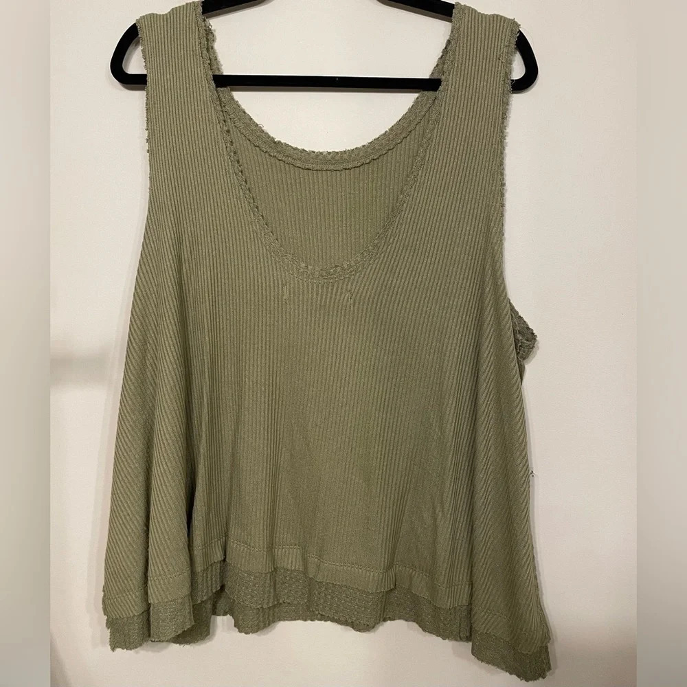 We the Free | Women's New Love Olive Green Scoop Back Ribbed Raw Hem Tank Large - Picture 6 of 8